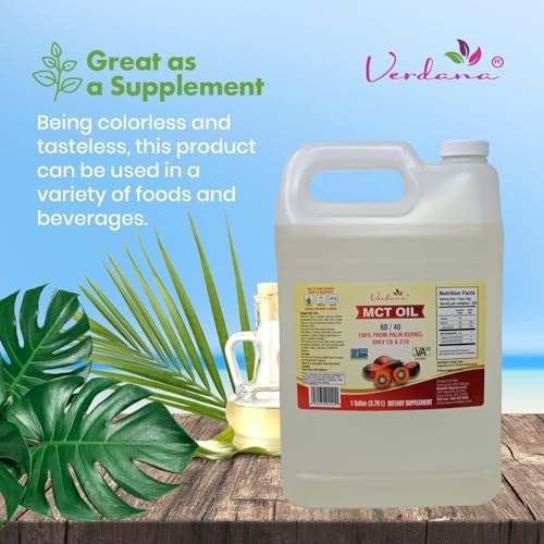 Verdana Food Grade MCT Oil – 1 Gallon (128 Fl Oz) – Premium C8/C10 Triglycerides – Keto & Paleo Friendly – Non-GMO