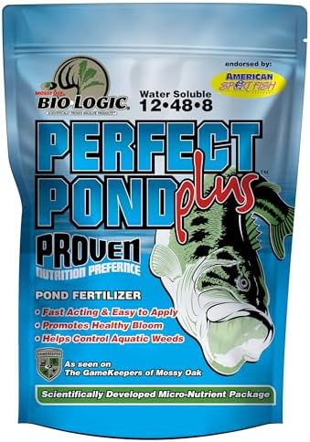 BioLogic Perfect Pond Plus, Fish Pond Fertilizer, Granular Fish Pond and Plant Fertilizer, Fast Acting & Easy to Apply, 5 lb Bag Broadcasts 1 Acre