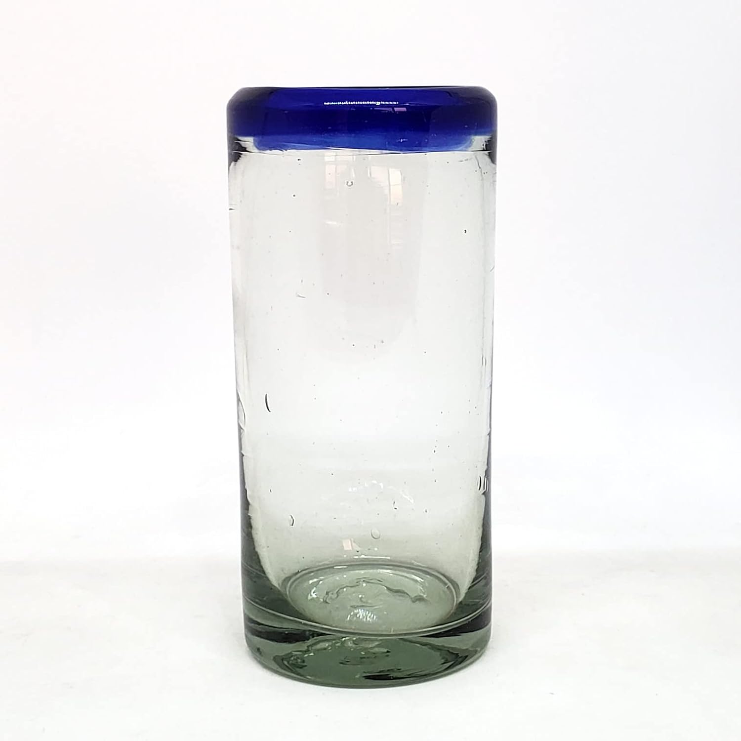 Cobalt Blue Rim 120 oz Pitcher and 6 Drinking Glasses set, Recycled Glass, Lead-free, Toxin-Free (Pitcher & Glasses)