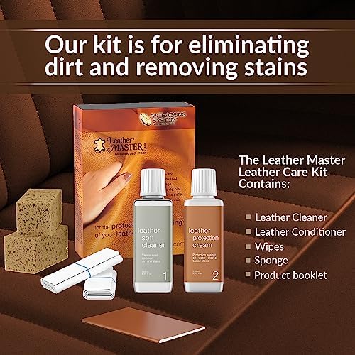 Leather Master Leather Care Kit | Leather Cleaner and Conditioner Kit | Cleans & Restores Car Seats, Furniture, Purses