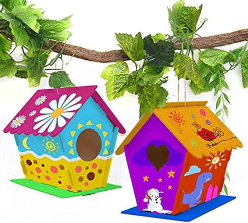 hapray 4 Pack Bird House Craft Kit, DIY Birdhouse for Kids to Build & Paint