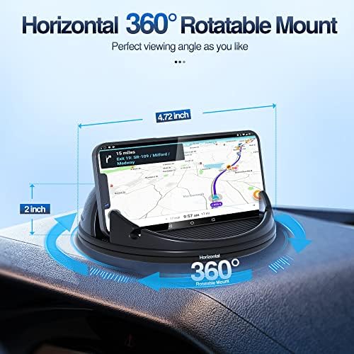 Loncaster Car Phone Holder, Car Phone Mount Silicone Car Pad Mat for Various Dashboards, Slip Free Desk Phone Stand Compatible with iPhone, Samsung, Android Smartphones, GPS Devices and More, Black