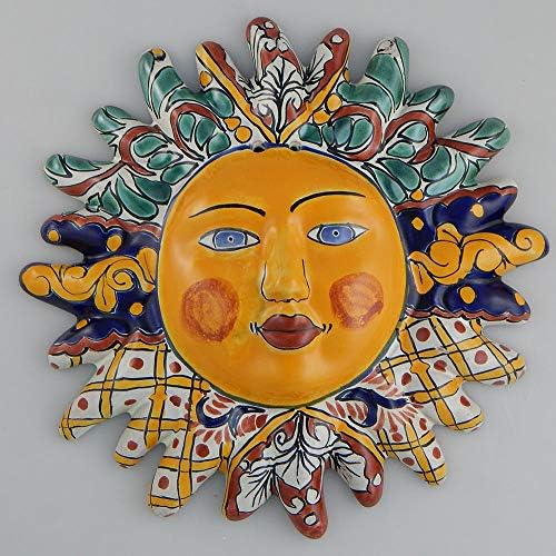 Mexican Talavera Ceramic Sun Face Wall Decor Hanging Pottery Folk Art # 07
