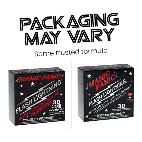 MANIC PANIC Flash Lightning Hair Bleach Kit - Bleach Powder + 30 Volume Developer - Hair Lightener for Dark Shades - Lifts Up to 5 Levels - Achieve