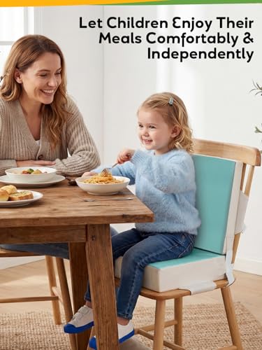 Booster Seat for Kitchen Chair - Toddler Booster Seat for Dining Table - PU Washable Double-Safety Straps with Buckle