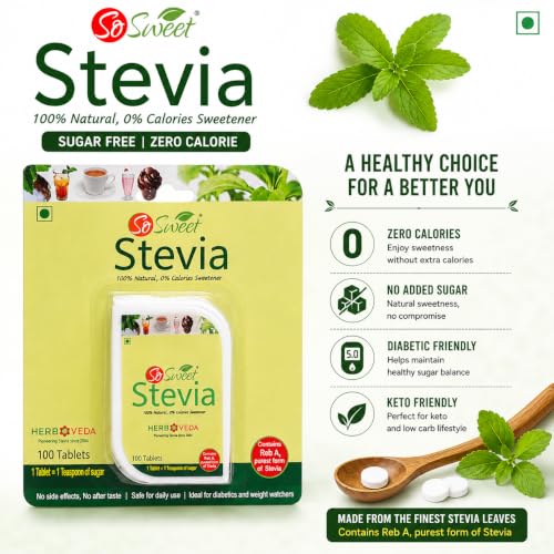 So Sweet Stevia 500 Tablet Dispenser - Natural Sweetener, Zero Calories, Keto-Friendly, Sugar Substitute, No Artificial Flavors, Convenient Travel Size