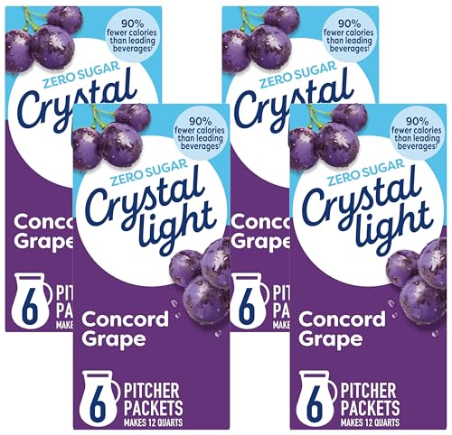 Crystal Light Drink Mix, 6 Pitcher Packets Concord Grape , 2.01 oz | for Flavorful Hydration and Shareable Refreshment Zero Sugar, Low Calorie No Caffeine