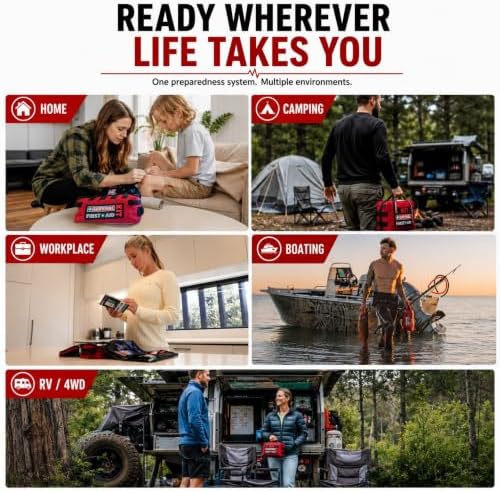 SURVIVAL Large First Aid Kit, 142-Piece Emergency Response System | Color-coded organization, water-resistant, MOLLE compatible, home
