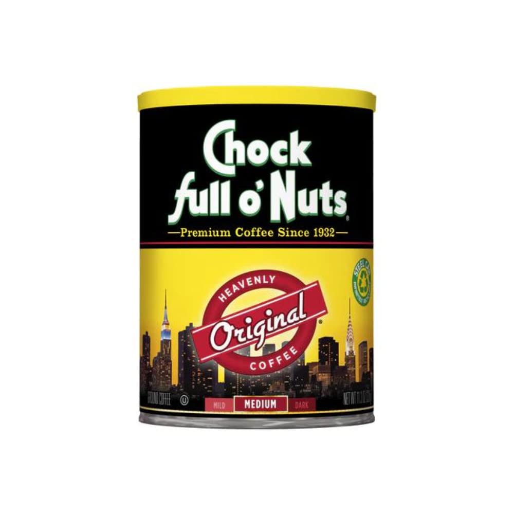 Chock Full o' Nuts French Roast Ground Coffee – Premium Beans in Recyclable Steel Can – Rich Flavor & Aroma, Dark Roast – Perfect for Drip, Pour-Over, Percolator – 26 Oz Can