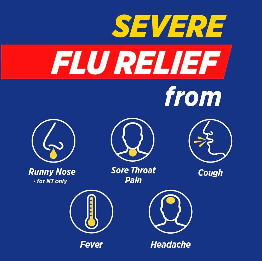 Theraflu Day and Night Pack, Severe Cold Relief, 18 Packets | Honey Lemon Flavor, Cold, Cough, and Flu Relief Powder for Use in Hot Liquids