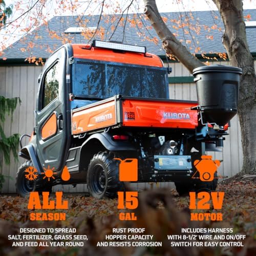 Buyers Products UTVS16 UTV/ ATV Broadcast Spreader, 150 lb Capacity, Receiver Hitch Mount, for Salt, Grass, Seed, Fertilizer & Feed