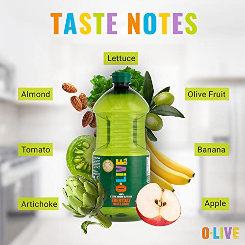 O-Live & Co. 25 Fl Oz 100% Extra Virgin Olive Oil - No Additive - Single Origin Versatile EVOO - First Cold Pressed - Polyphenol Rich - Glass Bottle - New Harvest - Award Winner