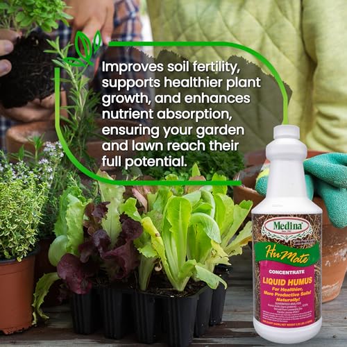 Medina Humate Humic Acid for Plants, 1 Gal, Concentrated Liquid Compost | Humic Acid for Lawn, Enhance Plant Growth, Moisture Retention, Nutrient Absorption, Humates for Soil, Covers 8000 Sq. Ft.