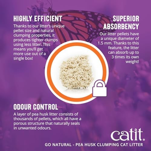 Catit Go Natural Pea Husk Clumping Cat Litter, 12.3 lb, Lavender Scented