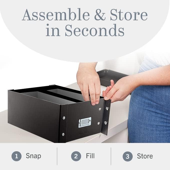 Snap-N-Store CD Storage Box - Pack of 1/2 - Durable Disc Holder with Lid to Store for Discs (2 Pack - Doublewide CD, Black)
