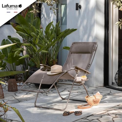 Lafuma Futura Series Patio and Poolside Zero Gravity Outdoor Lounge Recliner Chair with Adjustable and Removable Headrest, Moss Green