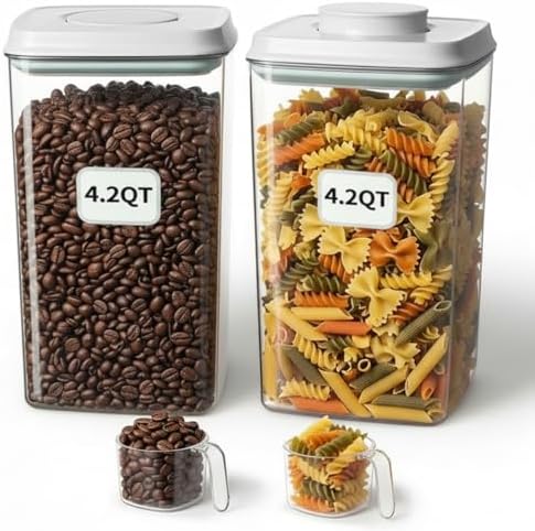 Melovom Pop Food Storage Containers Set Airtight Food Storage Containers with Pop Lids, Kitchen Pantry Organization and Storage, BPA Free, 2 x 2.8Qt