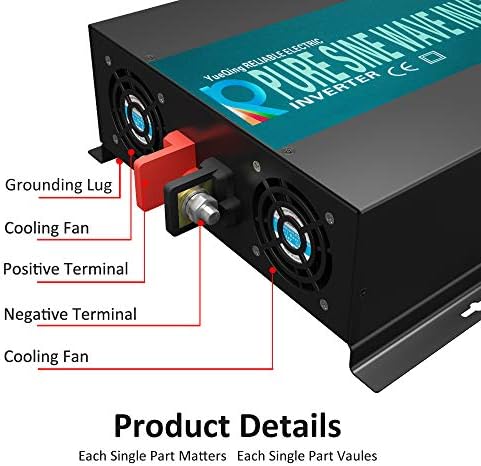 WZRELB 4000W 12V Dc to 120V AC Pure Sine Wave Solar Power Inverter