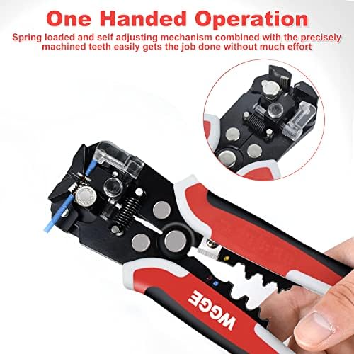 WGGE WG-014 Self-Adjusting Insulation Wire Stripper. For stripping wire from AWG 10-24, 3 in 1 Automatic Wire Stripping Tool/Cutting Pliers Tool