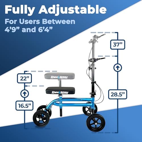 KneeRover Economy Steerable Knee Scooter – Foldable Mobility Aid & Knee Walker with Adjustable Handlebar and Comfortable Knee Pad for Adults (Black) | Knee Walker, For Adults, Foot Surgery & Broken Ankle, Foldable, Crutch Alternative