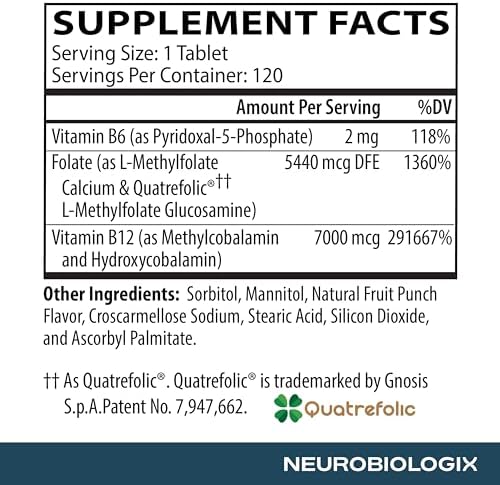 Neurobiologix Methylation Complete Methylated B Complex, 120 Chewables | Gluten-free chewable with methylfolate, methyl B12 & B6. Supports energy
