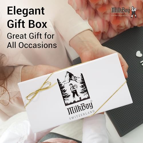 MilkBoy Swiss Chocolates Chocolate Bar Variety Flavors - 3 oz, 5 Pack | Includes milk, dark, white bourbon vanilla, caramel sea salt & almond flavors. Rainforest Alliance certified cocoa. Kosher.