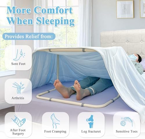 Blanket Lifter Foot Cradle Lift Bar for Feet Adjustable Blanket Support Lifters Holder Bed Foot Tent Blankets Riser Sheet Raiser Heavy Duty Steel