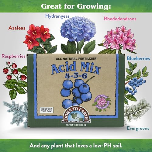 Down To Earth All Natural Fertilizers Organic Acid Mix - 4-3-6, 1 lb | Plant Food for Blueberries, Raspberries, Azaleas, Camellias, Rhododendrons, Hydrangeas, Evergreens and Acid-Loving Plants
