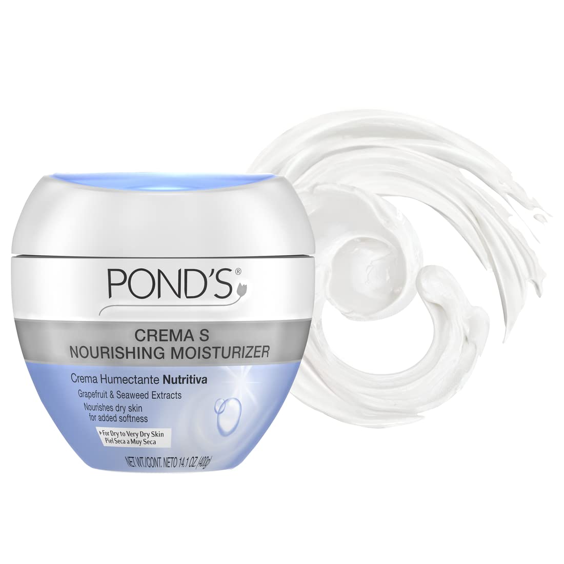 Pond's Nourishing Moisturizing Cream, Crema S, Fragrance Free, Ivory, 14.1 Oz