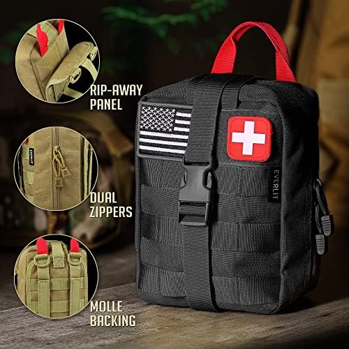 EVERLIT 250 Pcs Survival First Aid Kit | IFAK Outdoor Survival Kit Emergency Kit For Camping Hiking Hunting Earthquake Emergency Preparedness