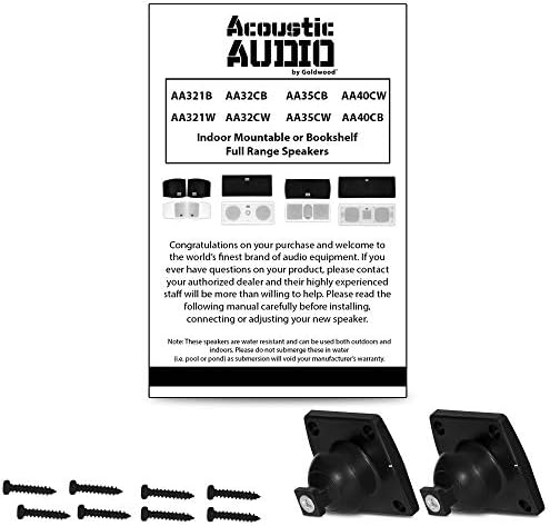Acoustic Audio AA321B Mountable Indoor Speakers 400 Watts Black Bookshelf Pair