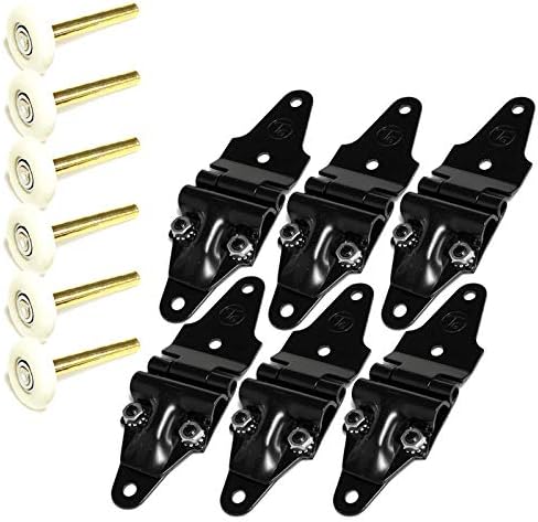 6 Set x Transglobal Mild Steel Roll Up End Hinge (Black)+Nylon Roller (2.00") Works with Freight Trailer Truck Roll Up Door (TG-1209-A, TG-3228)