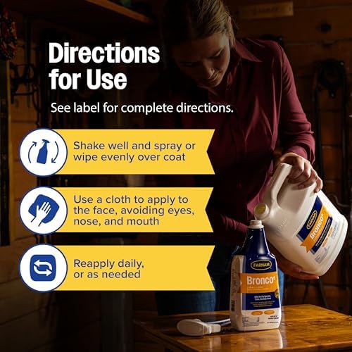 Farnam Bronco E Fly Spray for Horses, Dogs & Premises 128 oz Refill | Kills & Repels Stable, Horse, Deer, House & Horn Flies, Mosquitoes, Fleas, Chiggers, Ticks, Lice & Gnats