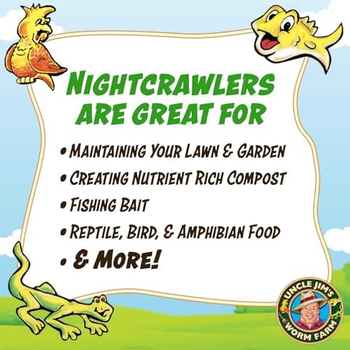 Uncle Jim's Worm Farm European Nightcrawlers Composting and Fishing Worms 1 Lb Pack