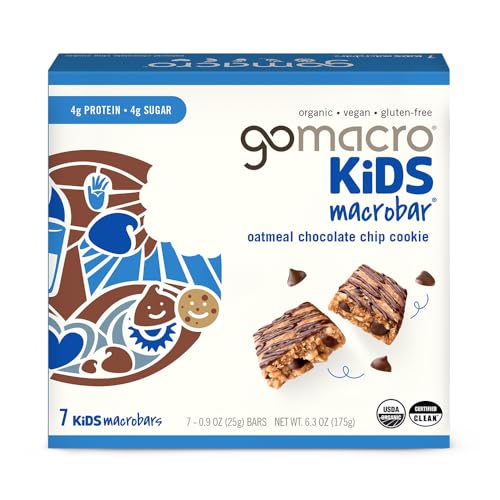 GoMacro Kids MacroBar Organic Vegan Snack Bars - Oatmeal Chocolate Chip Cookie (0.90 Ounce Bars, 7 Count)