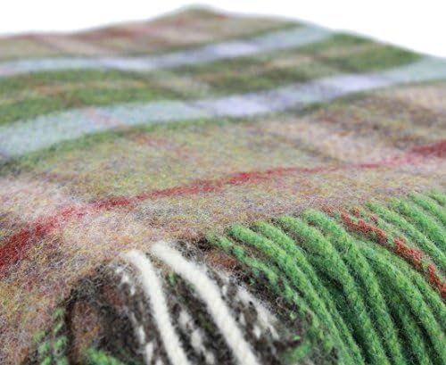 Biddy Murphy Irish Wool Blanket 54" x 72" Fringed 100% Wool Throw Blanket Green Plaid Made in Ireland