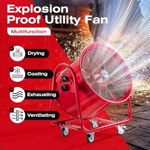 iLiving - ILG8EF12EX Explosion Proof Utility High Velocity Blower, Fume Extractor, Portable Exhaust and Ventilator Fan, Air Ventilation with 2720 CFM