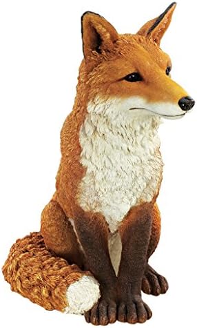 Design Toscano Simon The Woodland Fox Indoor/Outdoor Garden Statue for Patio, Pool or Lawn, 18 Inch Tall, Cast Stone Resin, Red Orange Paint