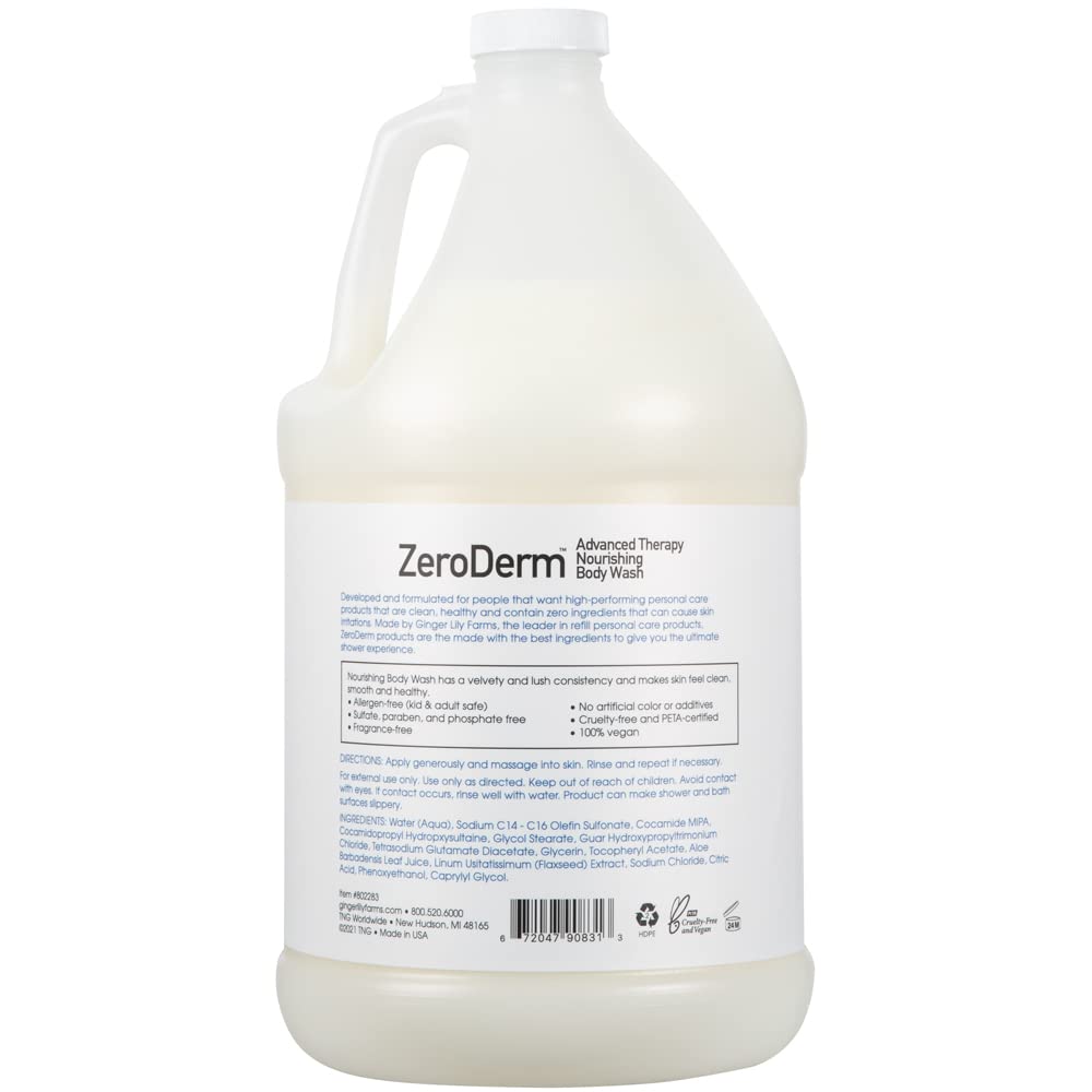Ginger Lily Farms ZeroDerm Body Wash, 128oz, Fragrance Free