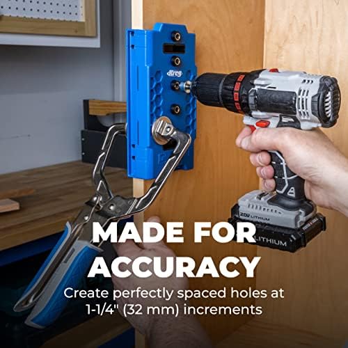 Kreg Shelf Pin Jig 1/4 Inch - Cabinet Hole Drilling Guide - Edge Aligned Precision - Adjustable Tool - KMA3225