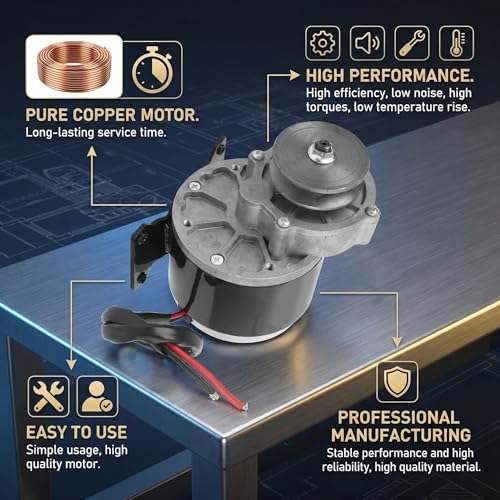 12V Geared Motor,250W high Torque Efficiency,DC Motor,Belt Pulley System for DIY Projects Industrial Machinery and Automotive Repairs