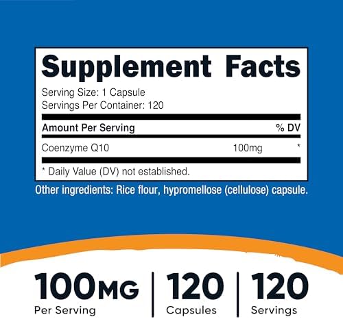 Nutricost CoQ10 100mg, 120 Vegetarian Capsules, 120 Servings, GMO-Free | High Absorption Coenzyme Q10
