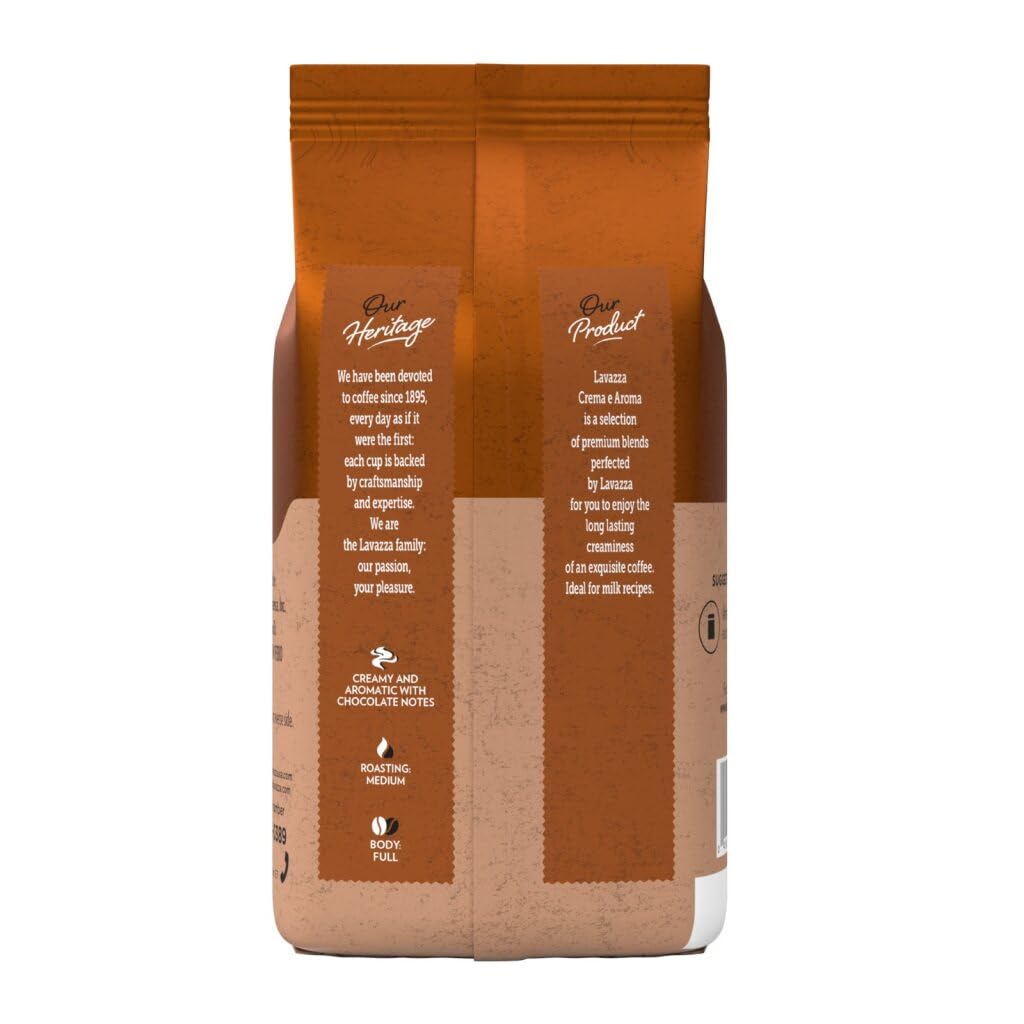 Lavazza Super Crema Whole Bean Coffee, Medium Espresso Roast, Arabica and Robusta Blend, 2.2 lb Bag, Package May Vary (Pack of 1)