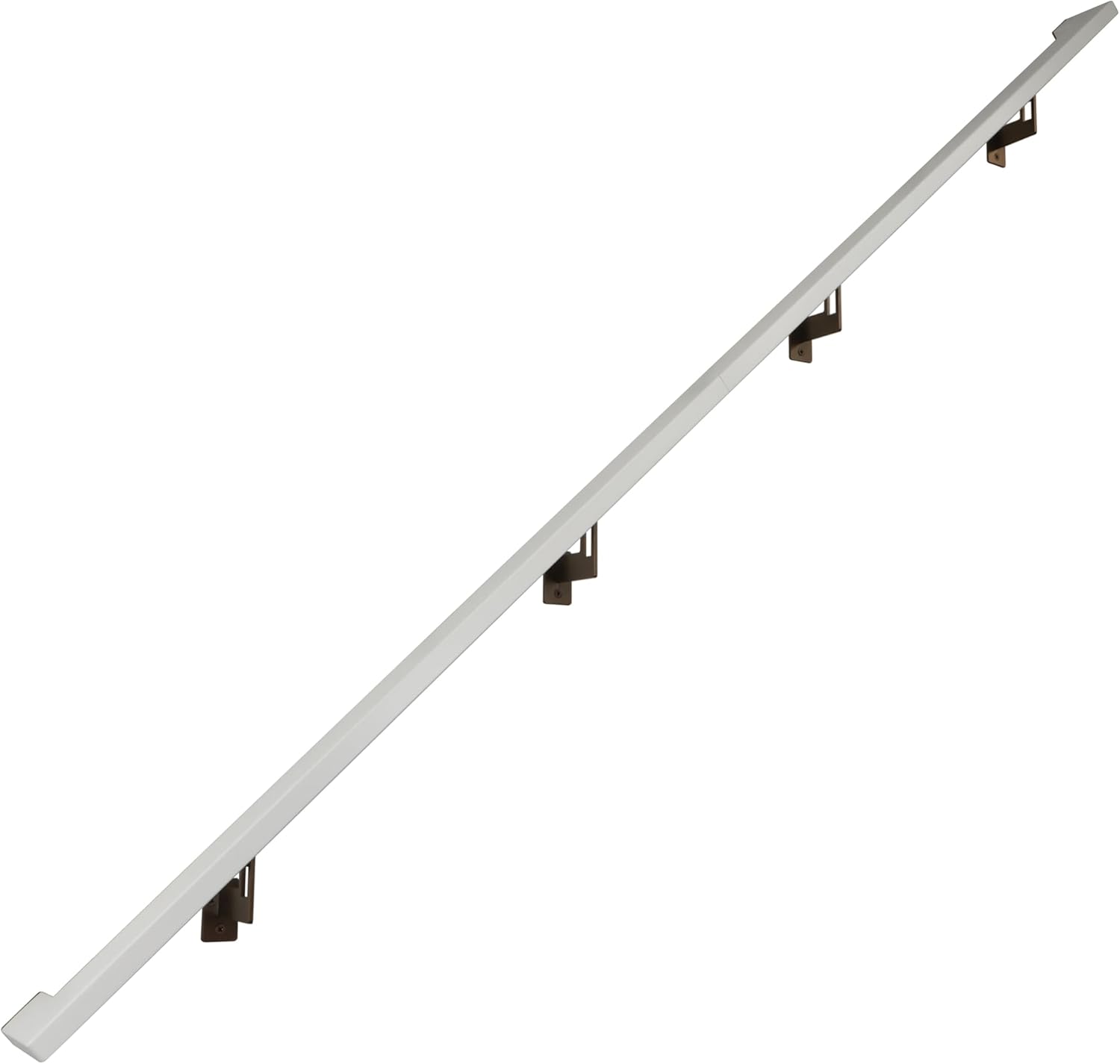 Modern Aluminum Handrail Grab Bar Kit, Adjustable Steel Brackets Included, Returns to Wall, Powder Coated Finish (Black, 4 Foot Handrail Set)