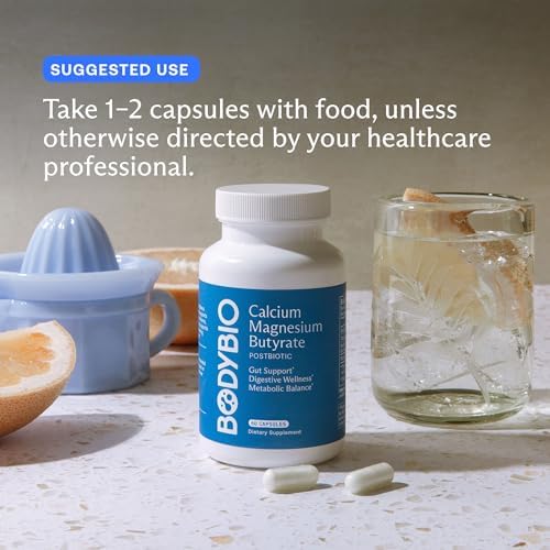 BodyBio Butyrate Calcium Magnesium - Postbiotic for Gut & Digestive Support | Gut Health, Digestive Support, Bloating, Gas & Constipation Relief, Leaky Gut Repair
