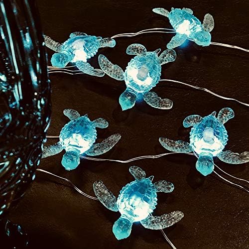 Beach Theme -Cute Green Sea Turtle String Lights- Ocean Fairy Decorative Lights- 10ft 30 LEDs -USB Powered -Multi-Function- Remote Control-Christmas