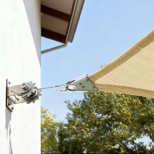 ColourTree Super Ring 20' x 24' Beige Square Sun Shade Sail, Commercial Grade UPF50 Canopy, Reinforced Corners & Edges