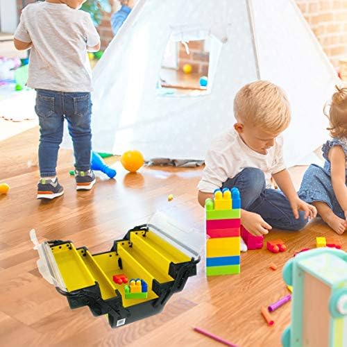 Portable Tool Box on Wheels - Stackable 3-in-1 Chest for Workshops and Craft Rooms - Foldable Comfort Handle and Latches by Stalwart (Black/Yellow)