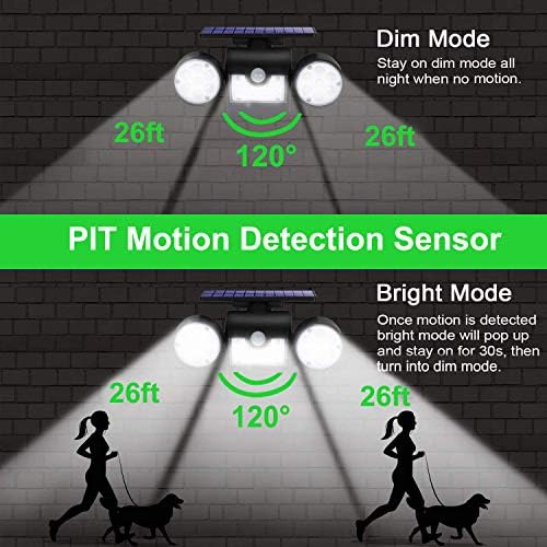 Solar Outdoor Lights Motion Sensor Security Flood Lights 3 Head | Solar Powered Wall Light, IP65 Waterproof, 270°Wide Angle Spotlight with 2 Modes for Garden Patio Porch Yard Path Tree