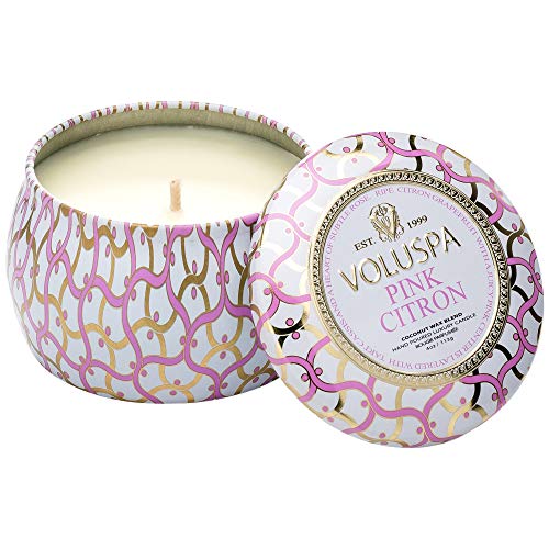Voluspa Bourbon Vanille, Mini Tin Candle, 4 oz, 25 Hour Burn Time, Coconut Wax for Clean Burning, Handcrafted in the USA